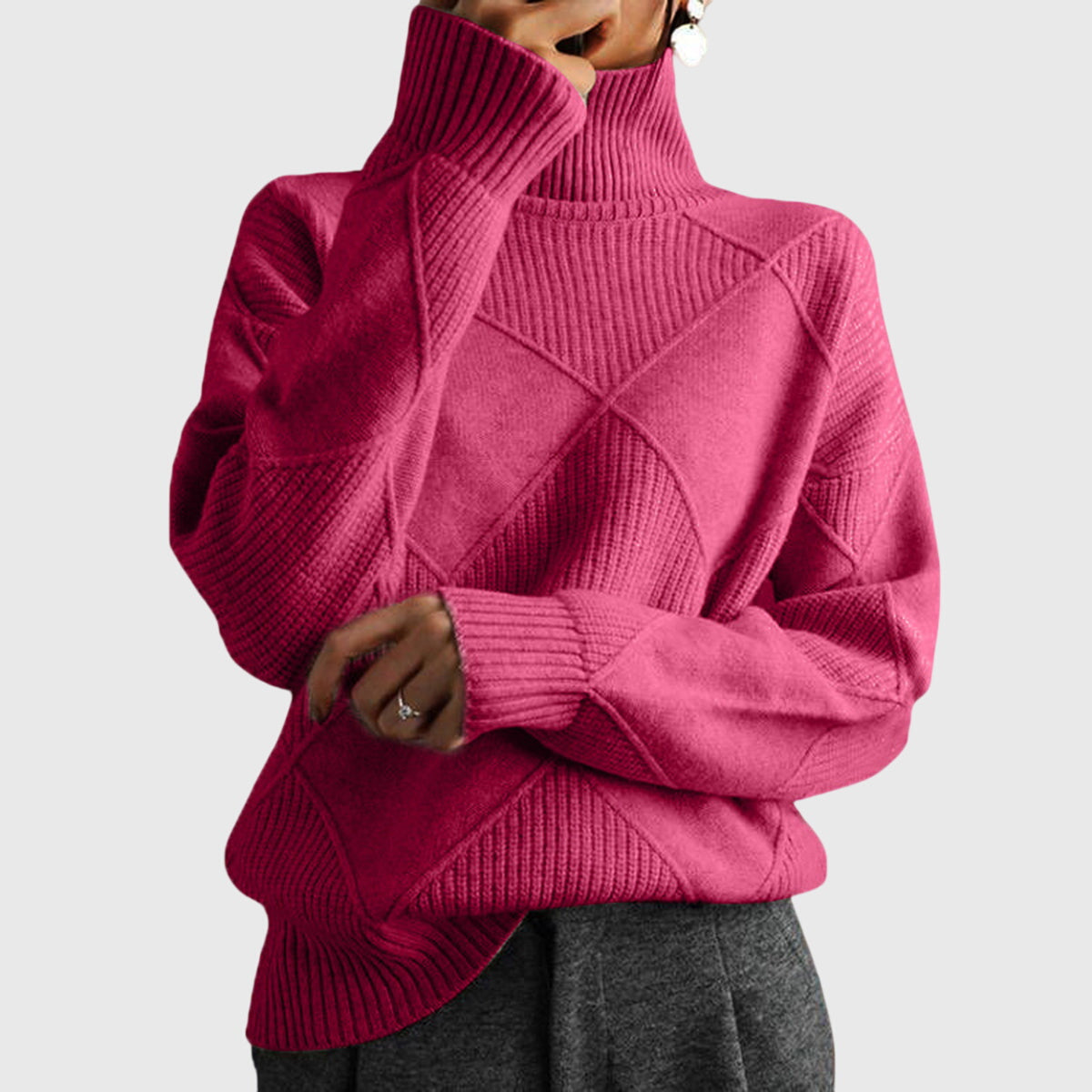 Brittany | Cosy Geometric Turtleneck