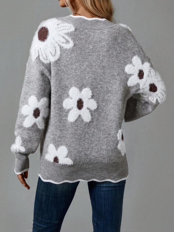 Milly | Cosy Floral V-Neck Sweater