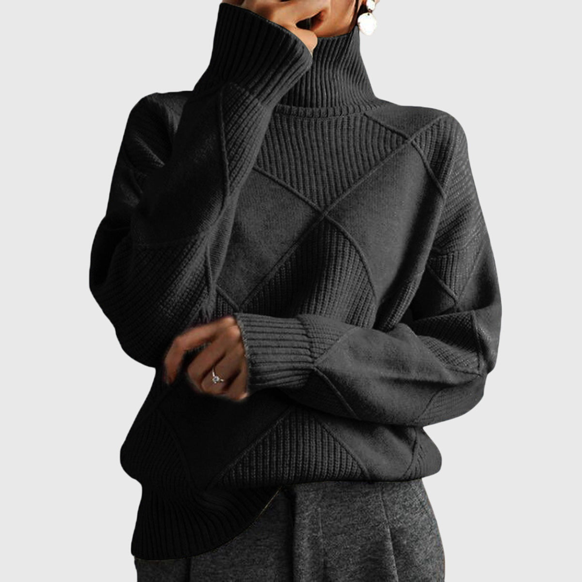 Brittany | Cosy Geometric Turtleneck