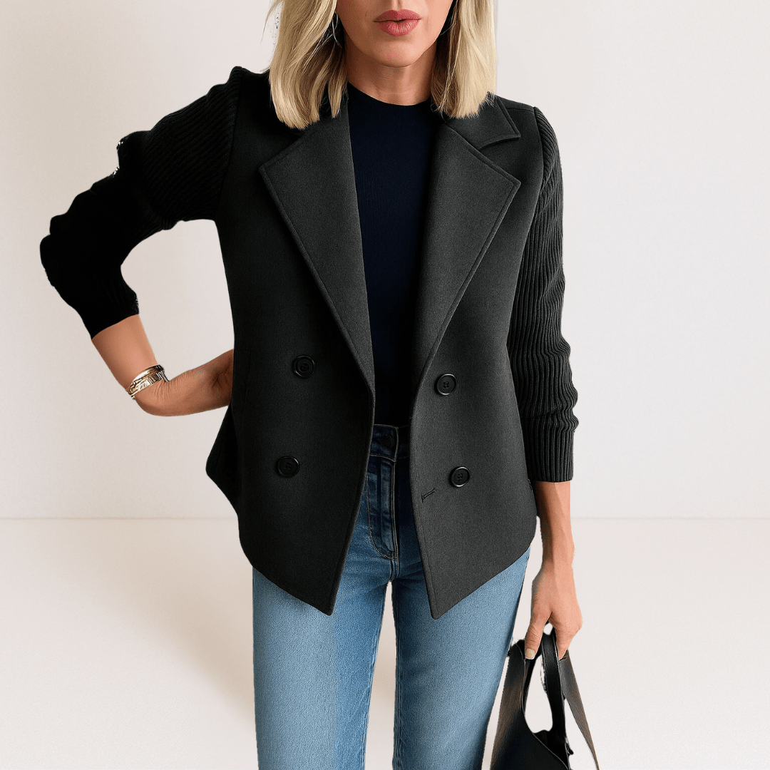 Olivia | Elegant jacket with knitted sleeves
