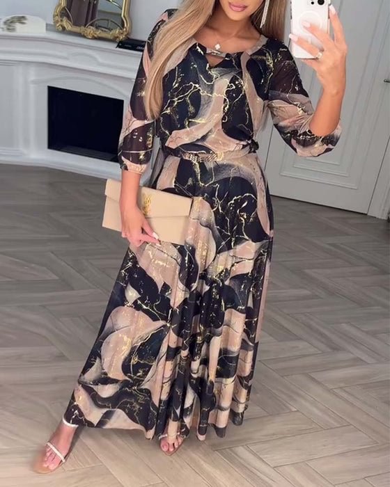 A-Line Maxi Dress with Round Neck