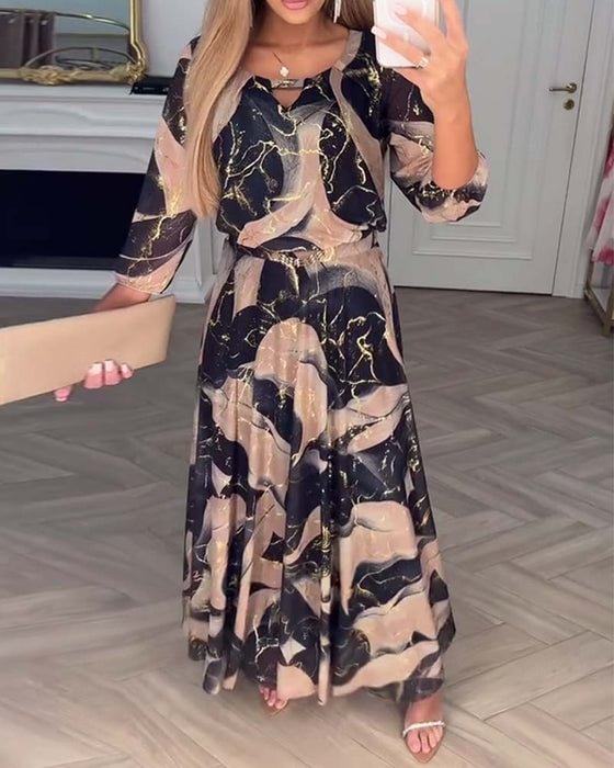 A-Line Maxi Dress with Round Neck