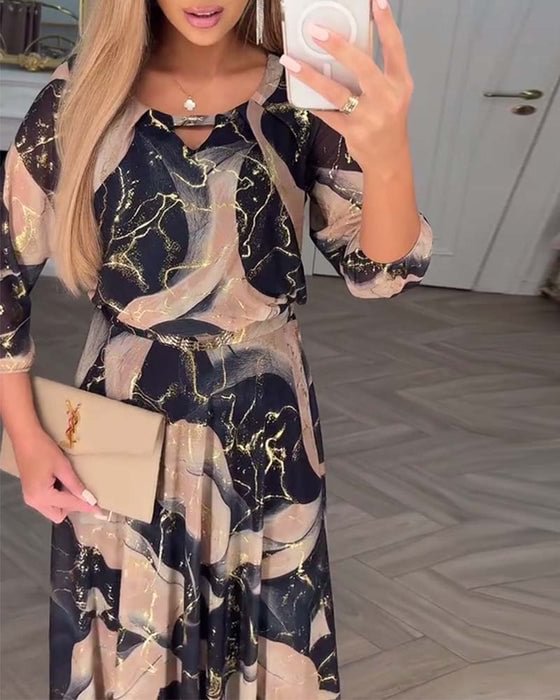 A-Line Maxi Dress with Round Neck