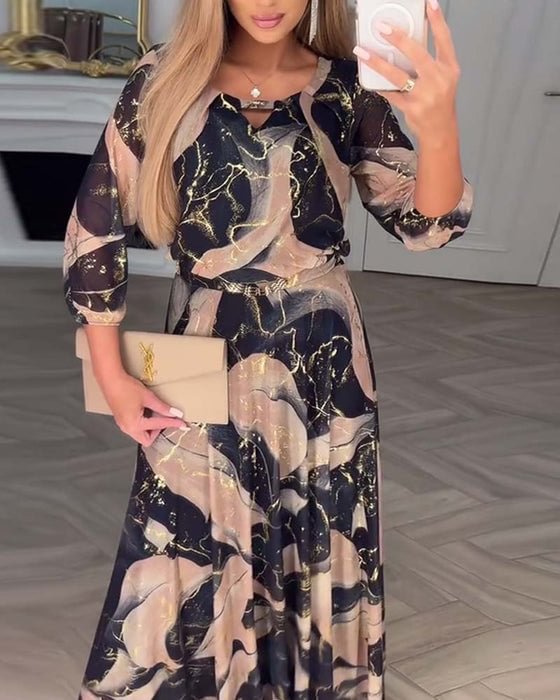 A-Line Maxi Dress with Round Neck