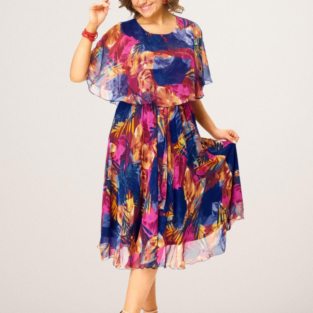 A-Line Midi Party Dress with Round Neck