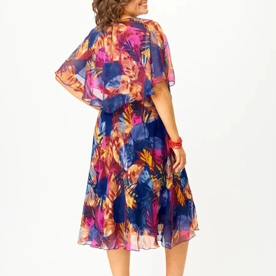 A-Line Midi Party Dress with Round Neck