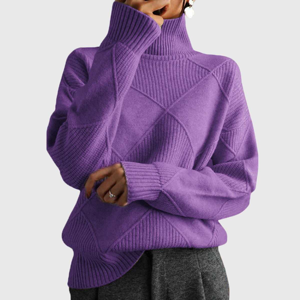 Brittany | Cosy Geometric Turtleneck