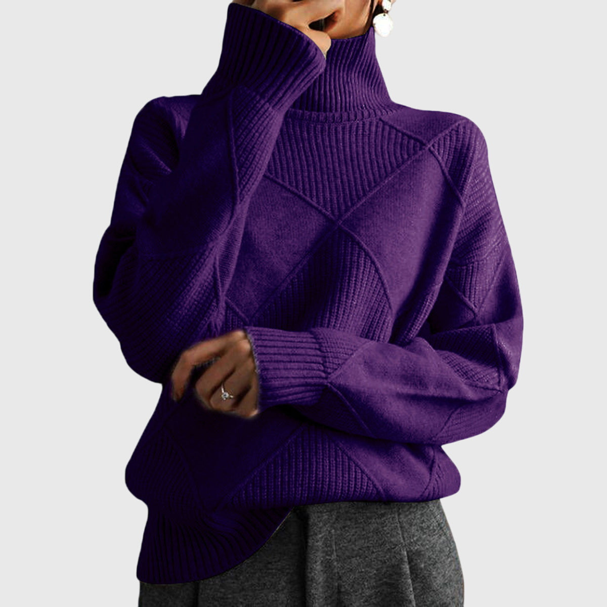 Brittany | Cosy Geometric Turtleneck
