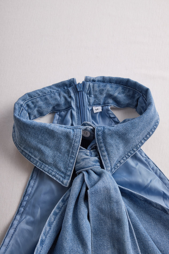 Blouse with Halter Neckline