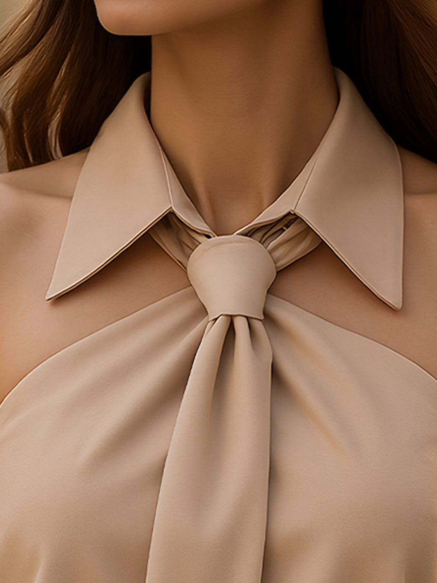 Blouse with Halter Neckline