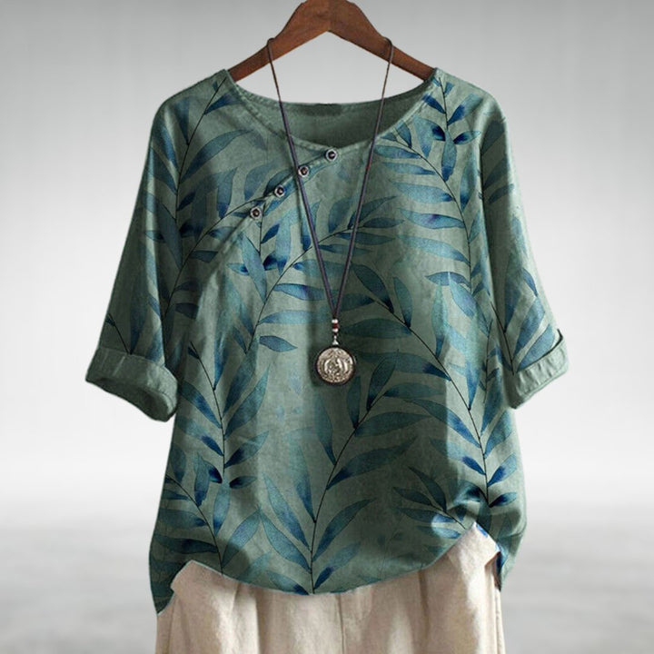 Blouse with Round Neck and Short Sleeves