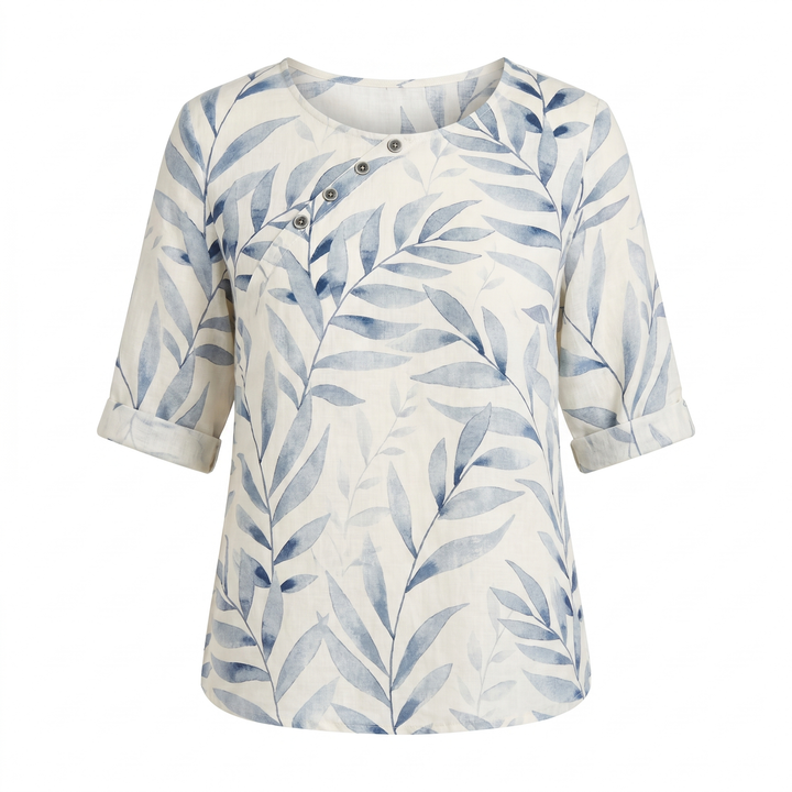 Blouse with Round Neck and Short Sleeves