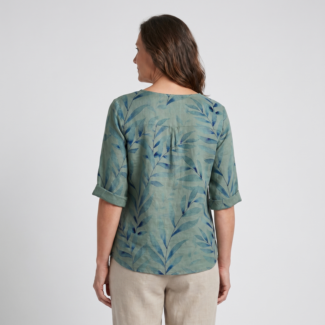 Blouse with Round Neck and Short Sleeves