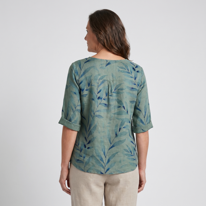 Blouse with Round Neck and Short Sleeves