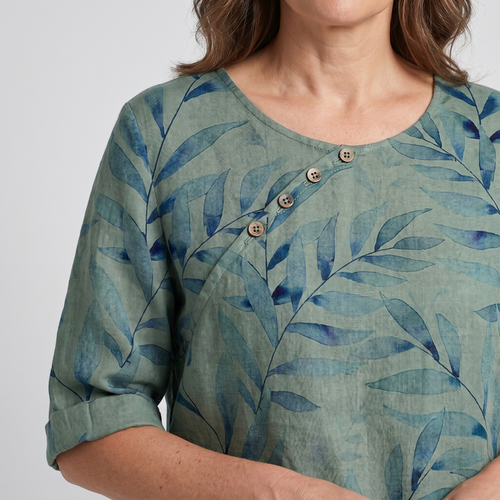 Blouse with Round Neck and Short Sleeves