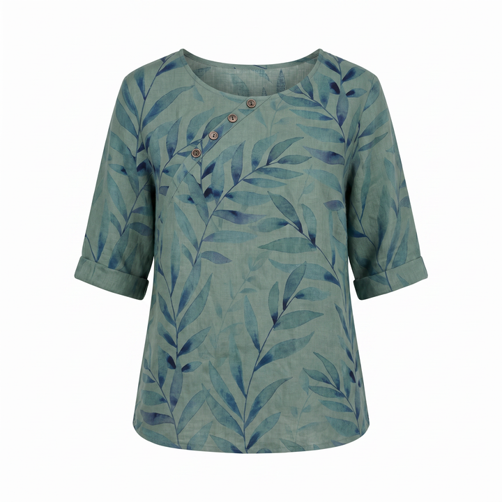 Blouse with Round Neck and Short Sleeves