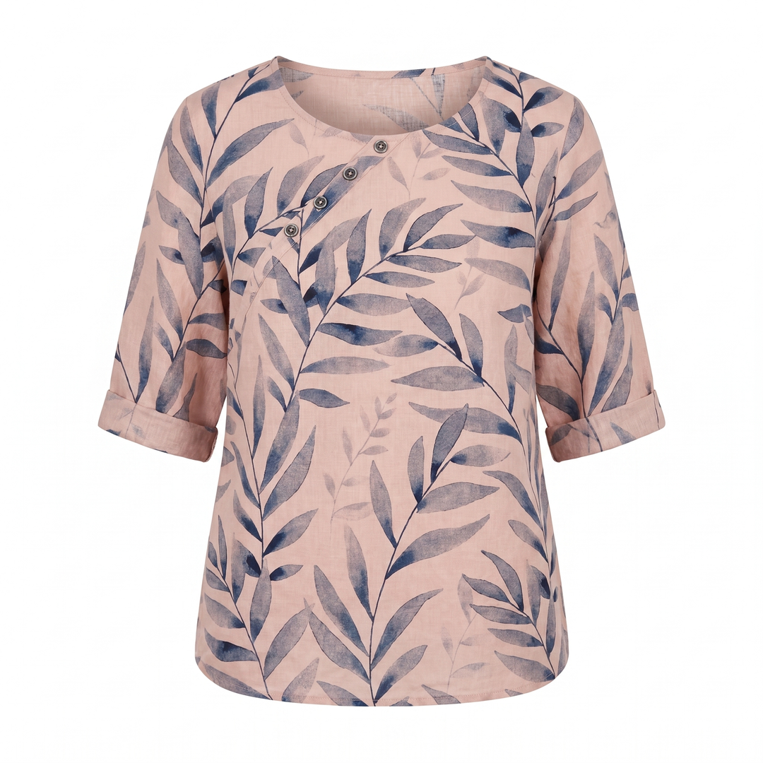 Blouse with Round Neck and Short Sleeves