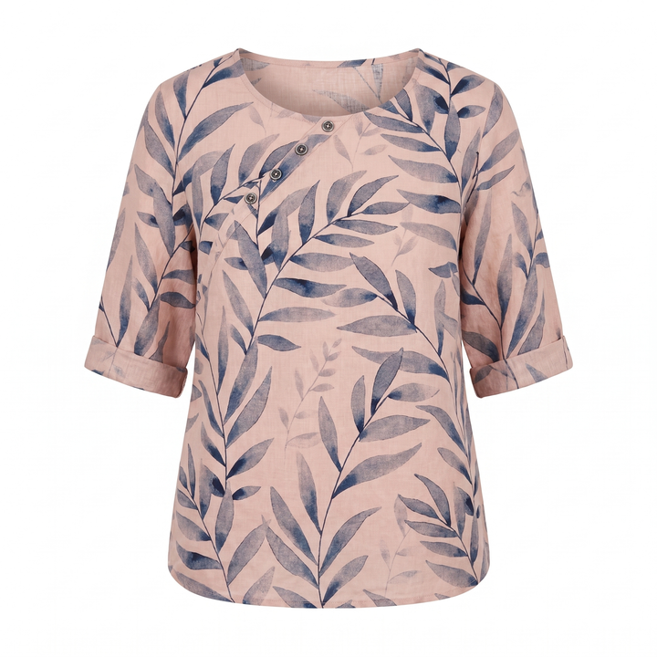 Blouse with Round Neck and Short Sleeves