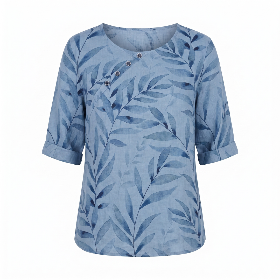 Blouse with Round Neck and Short Sleeves