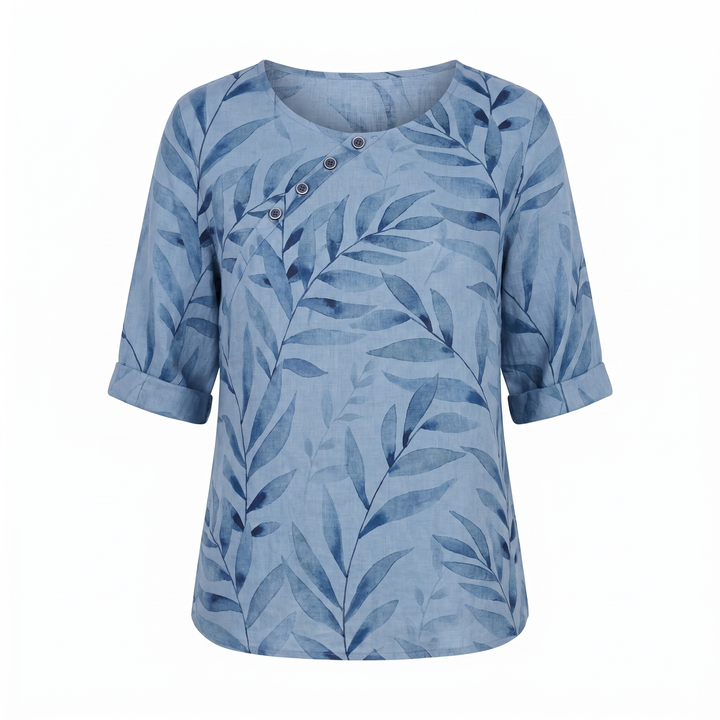 Blouse with Round Neck and Short Sleeves