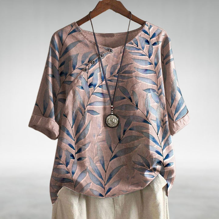 Blouse with Round Neck and Short Sleeves