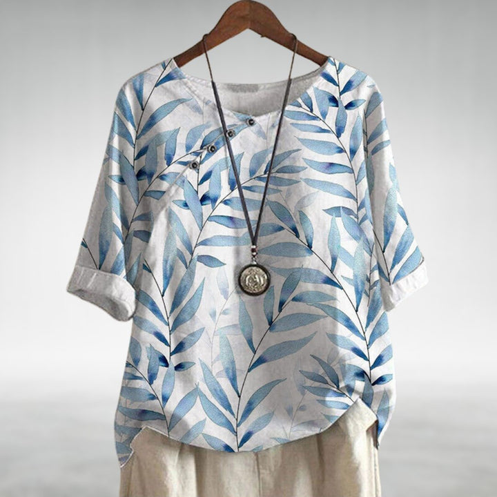 Blouse with Round Neck and Short Sleeves