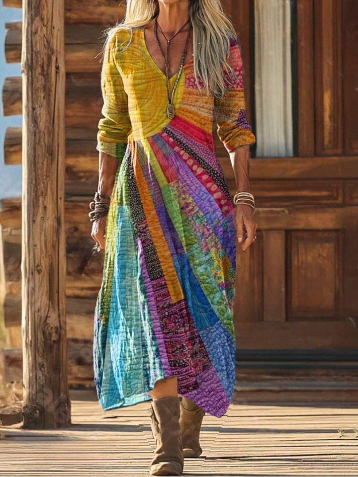 Boho Dress with V-Neck