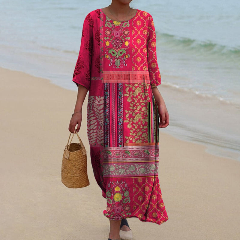 Boho Maxi Dress with V-Neck