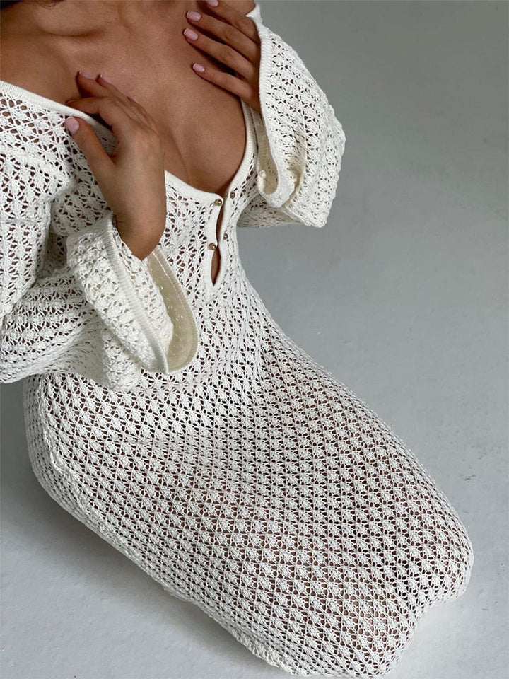 Boho Slit Maxi Dress with V-Neck and Short Sleeves