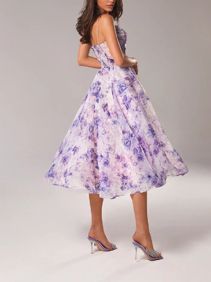 Cut-Out Midi Dress with V-Neck