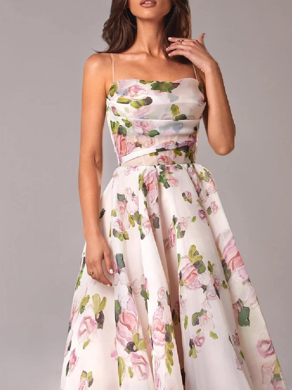 Cut-Out Midi Dress with V-Neck