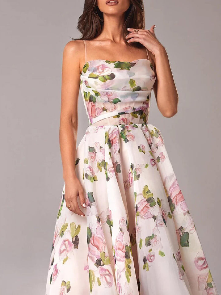 Cut-Out Midi Dress with V-Neck