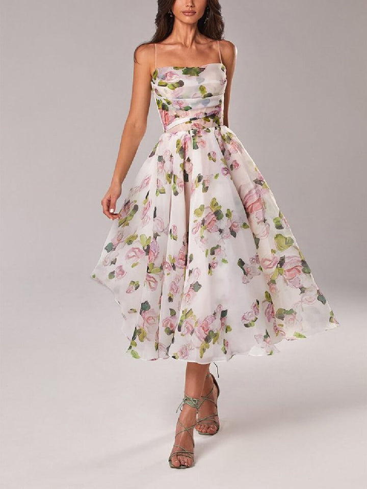 Cut-Out Midi Dress with V-Neck