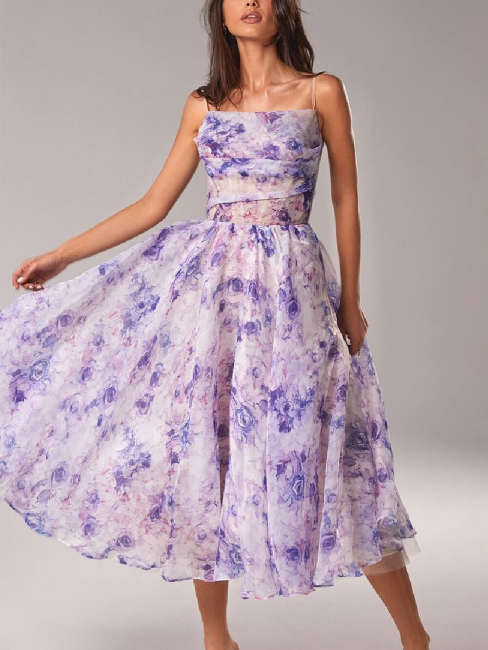 Cut-Out Midi Dress with V-Neck