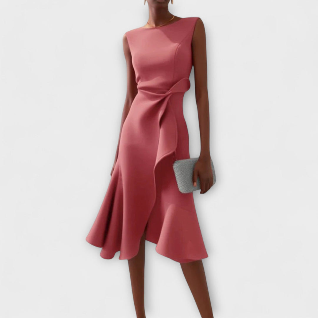 Chic Elegant Midi Wedding Guest Dress