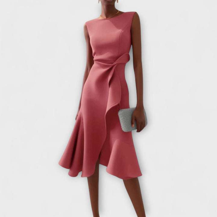 Chic Elegant Midi Wedding Guest Dress