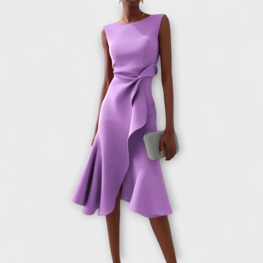 Chic Elegant Midi Wedding Guest Dress