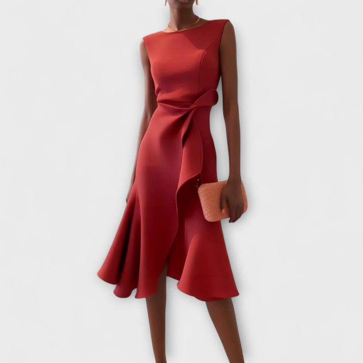 Chic Elegant Midi Wedding Guest Dress
