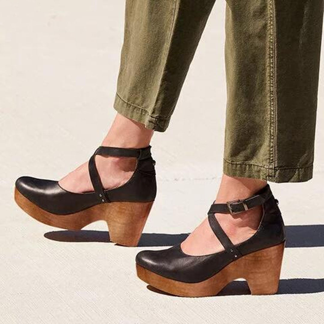 Elegant Wedge Heels with Closed Toe &amp; Ankle Strap