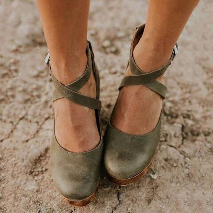 Elegant Wedge Heels with Closed Toe &amp; Ankle Strap