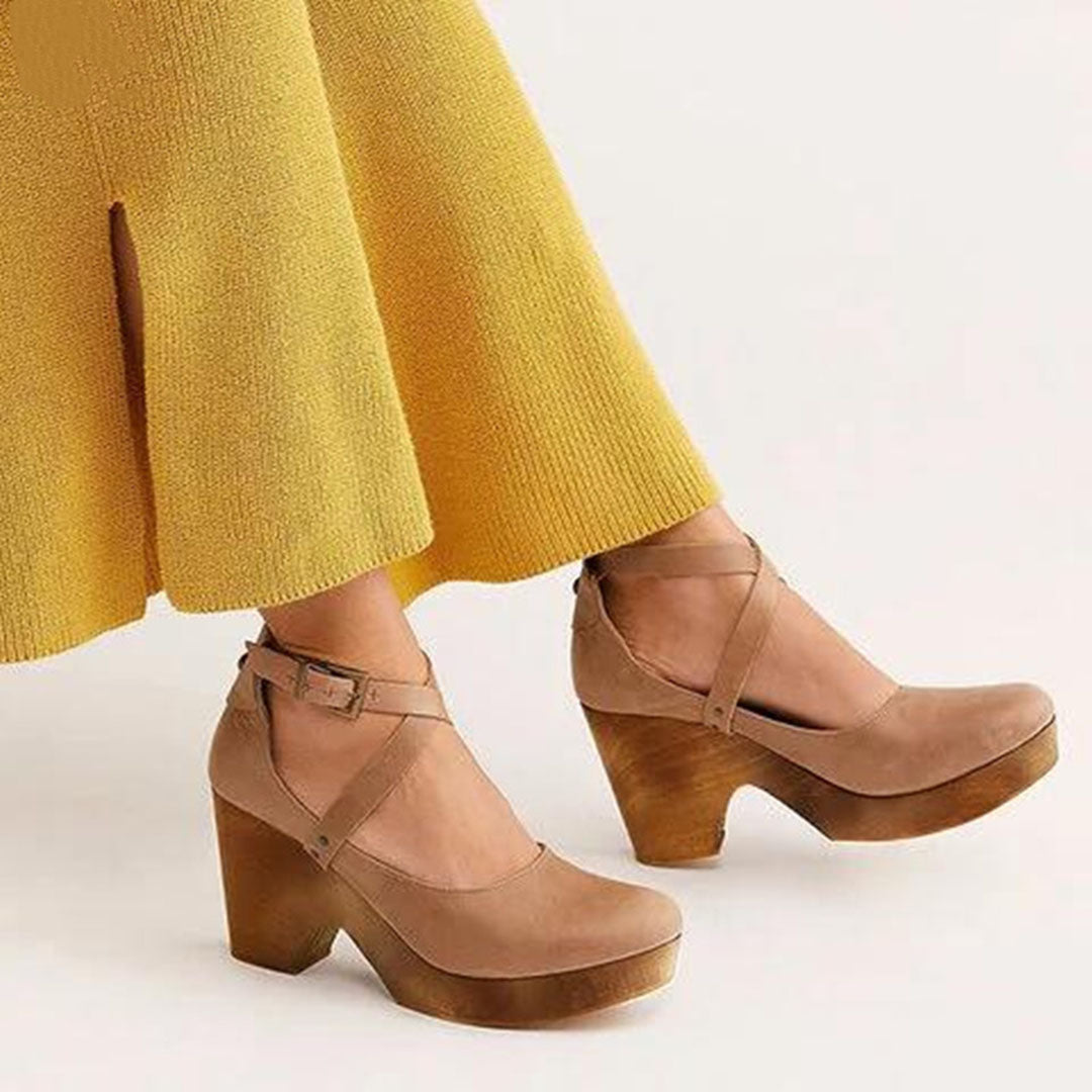 Elegant Wedge Heels with Closed Toe &amp; Ankle Strap