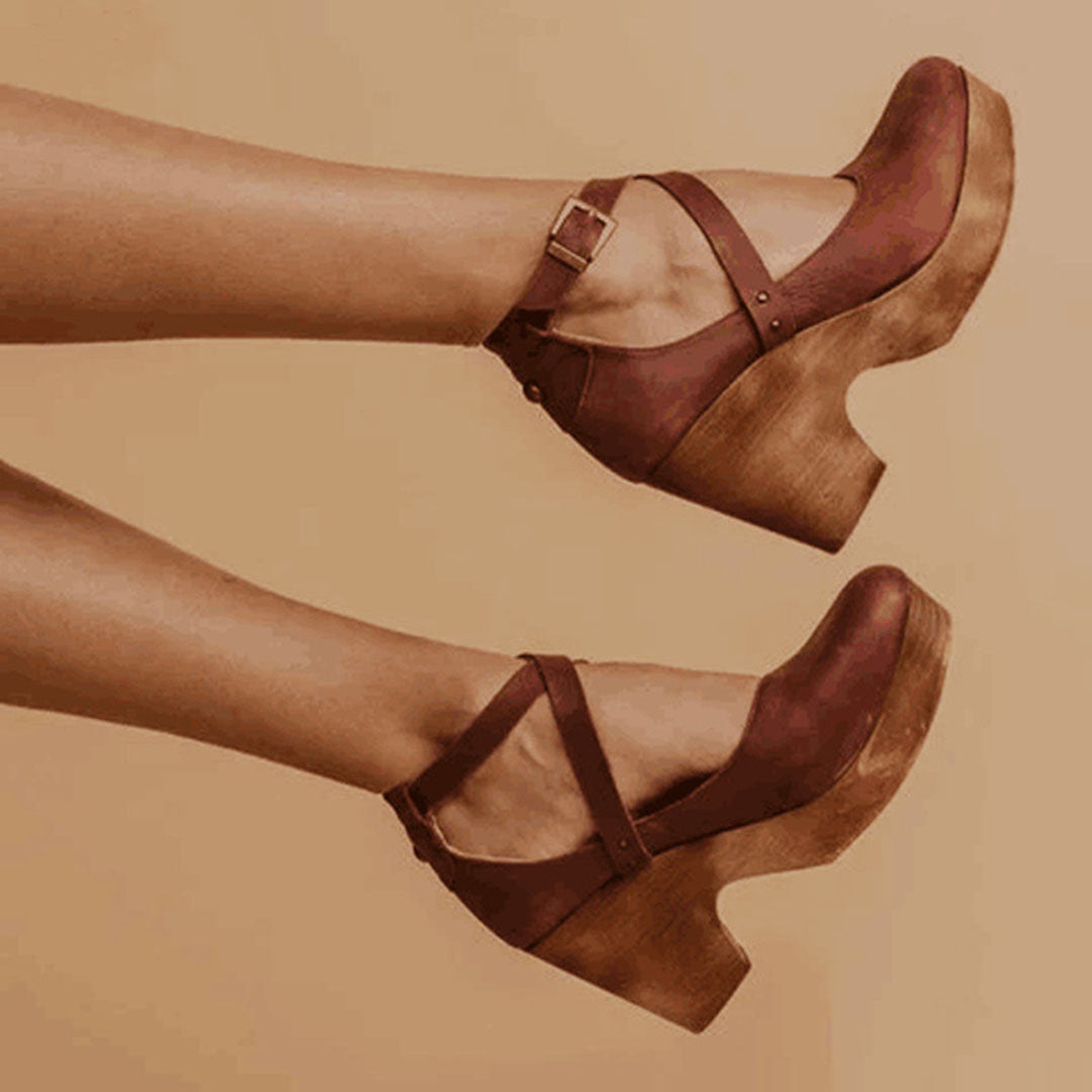 Elegant Wedge Heels with Closed Toe &amp; Ankle Strap