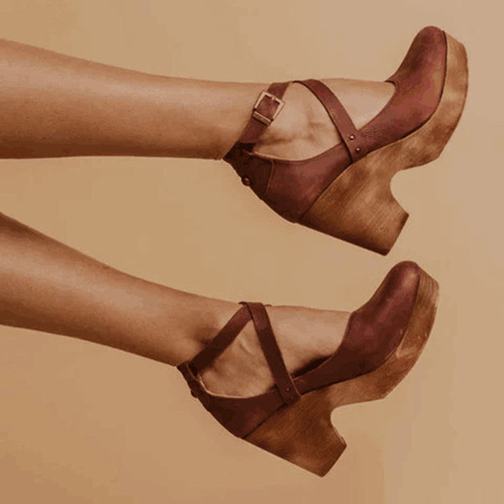 Elegant Wedge Heels with Closed Toe &amp; Ankle Strap