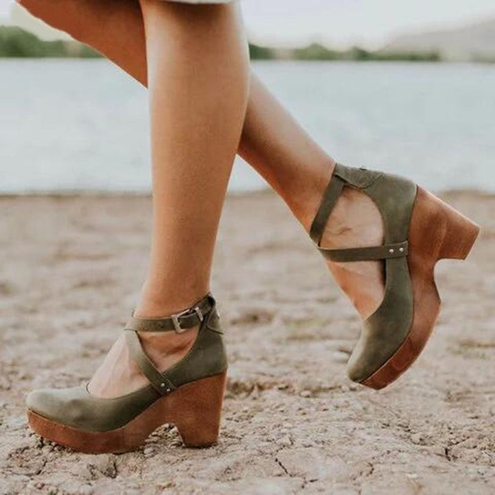 Elegant Wedge Heels with Closed Toe &amp; Ankle Strap