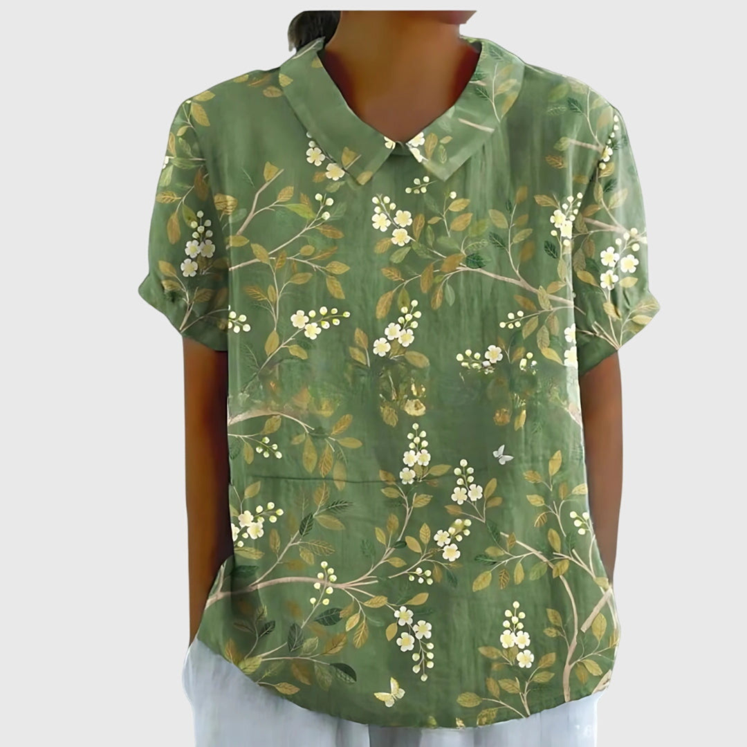 Floral Blouse with Short Sleeves