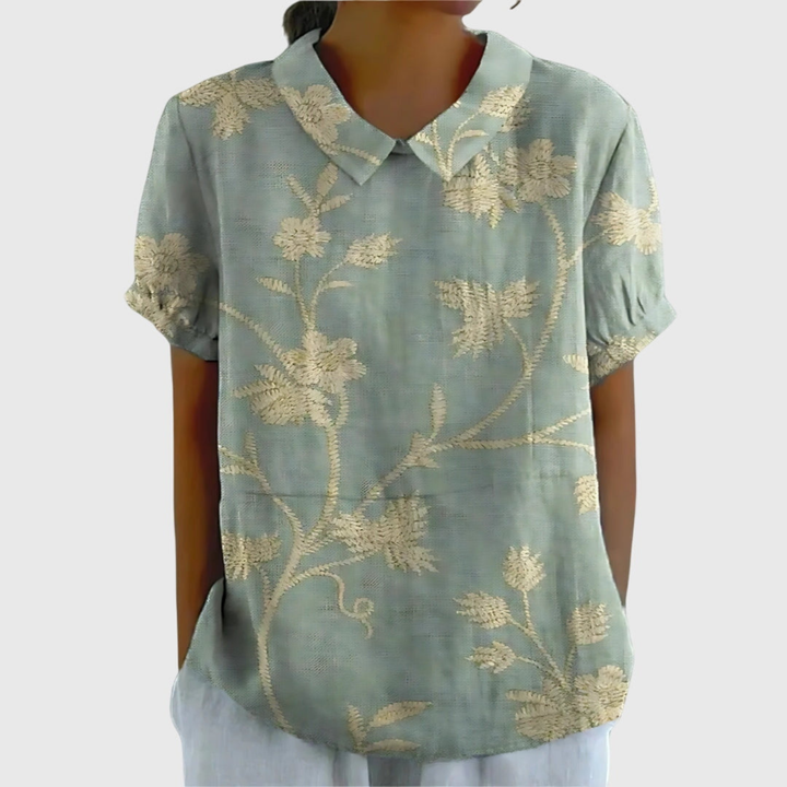Floral Blouse with Short Sleeves