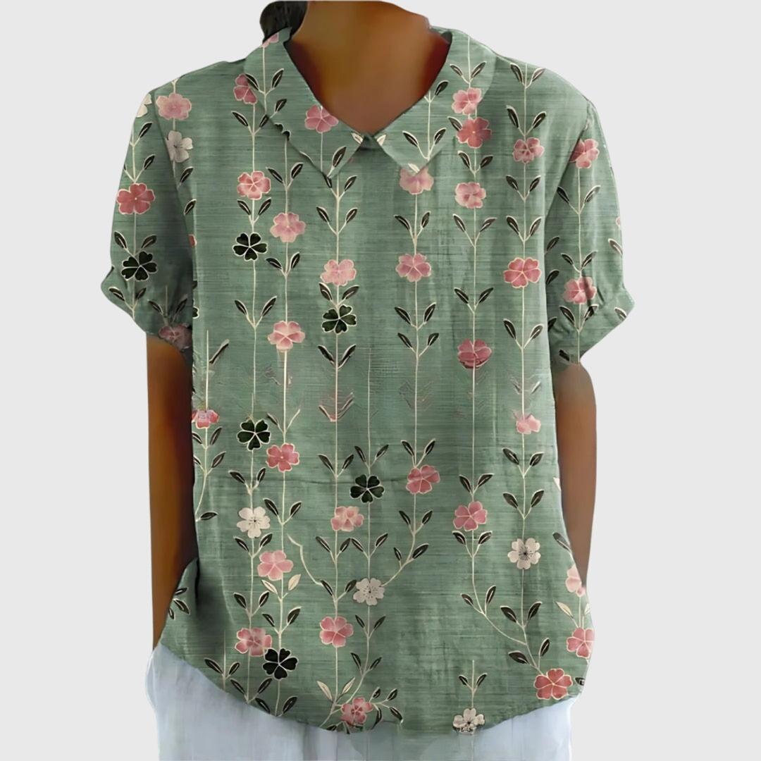 Floral Blouse with Short Sleeves