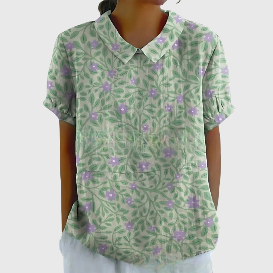 Floral Blouse with Short Sleeves