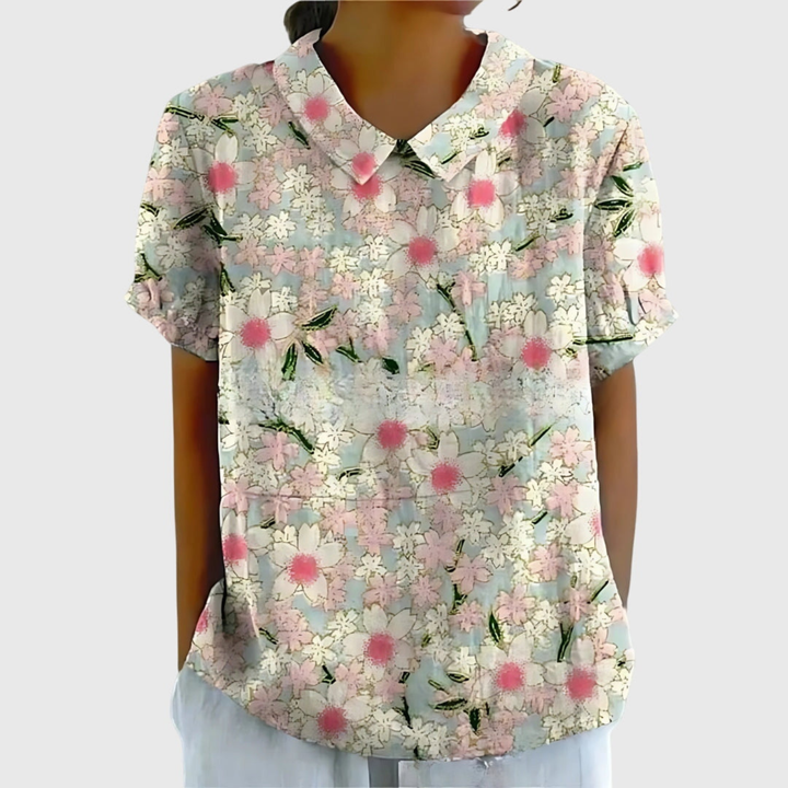 Floral Blouse with Short Sleeves