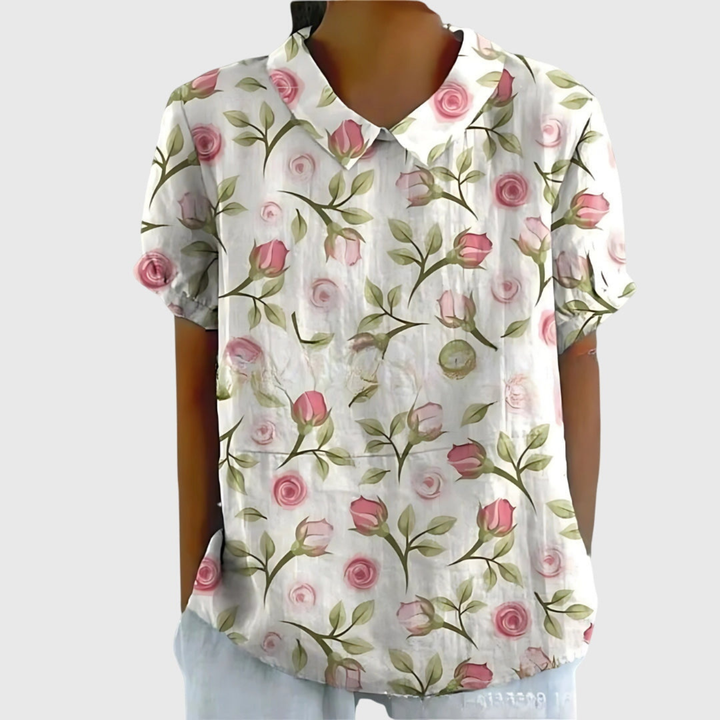 Floral Blouse with Short Sleeves